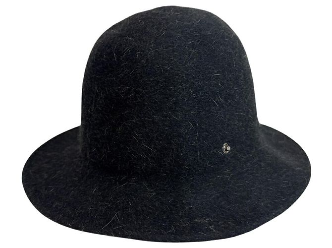 Cappello Hermès Nero in Feltro e Pelle