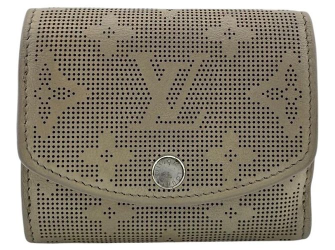 Louis Vuitton Mahina Reverse Leather Tri-fold Wallet Beige
