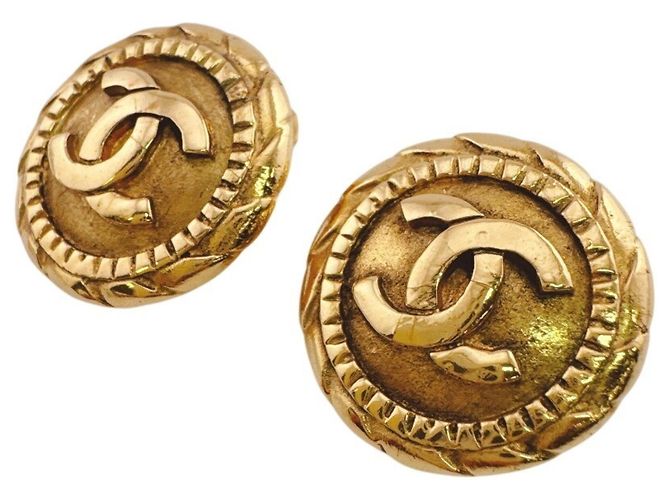 Chanel Coco Mark vergoldete Clip-Ohrringe Golden