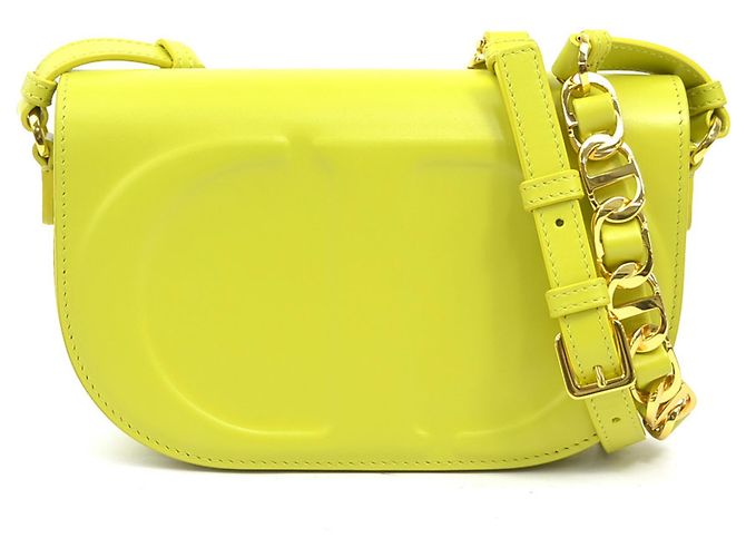 Borsa a tracolla in pelle gialla Christian Dior Giallo
