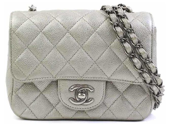 Borsa a Tracolla Chanel Grigio Metallizzato Metallico