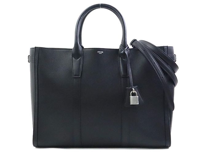 Céline Bolsa de mão Celine Medium Cabas em couro Preto