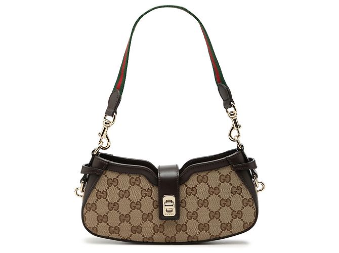 Borsa a tracolla Mini GG Canvas Web Moon Side Gucci Beige