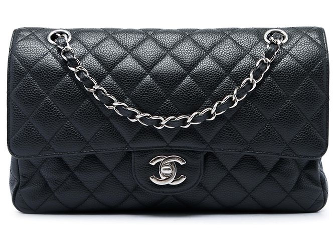 Chanel Black Medium Classic Caviar Double Flap Noir