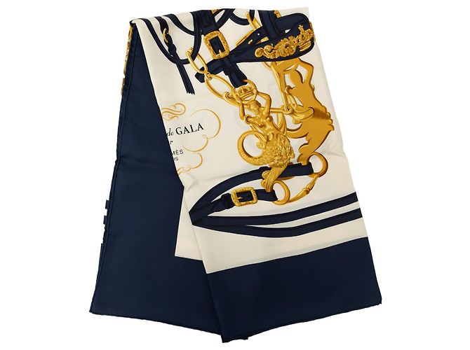 Lenço de seda Hermès Blue Brides de Gala 90 Azul Azul escuro