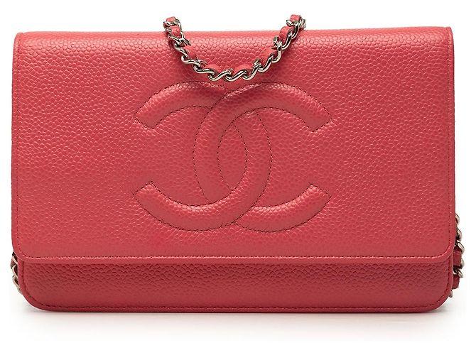 Wallet On Chain Chanel Cartera con cadena CC Caviar Rosa