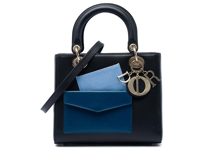 Dior Black Medium Calfskin Pockets Lady Dior Negro