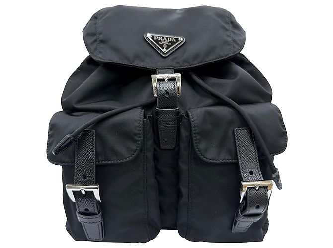 Prada Black Saffiano Trimmed Re Nylon Backpack