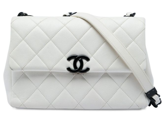Chanel White Medium Quilted Caviar My Everything Flap Blanc
