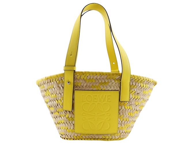 LOEWE Small Anagram Basket Tote aus beigem Raffia