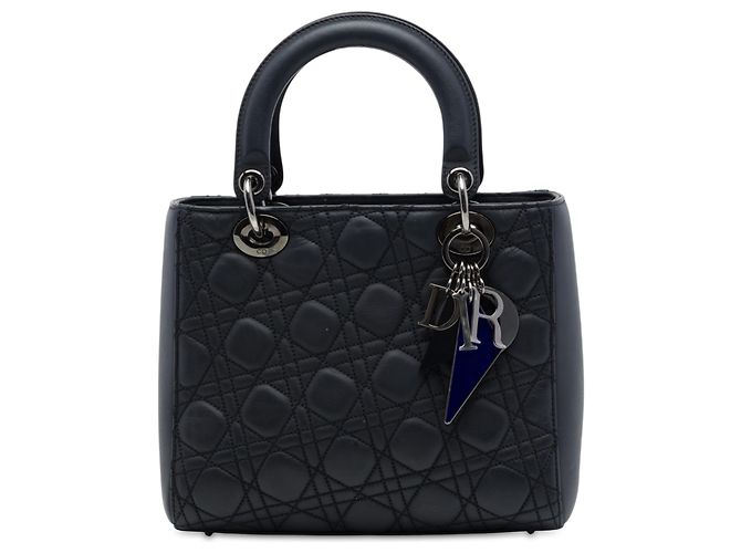 Dior Black Anselm Reyle Medium Lambskin Cannage Lady Dior Noir
