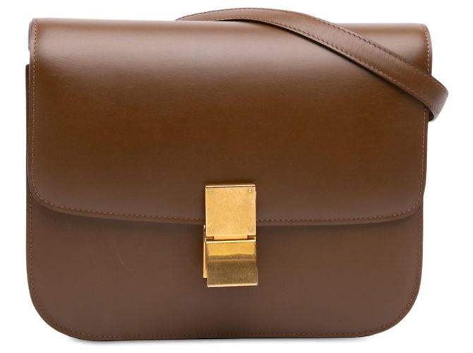 Céline Celine Brown Medium Calfskin Classic Box Marron Marron foncé