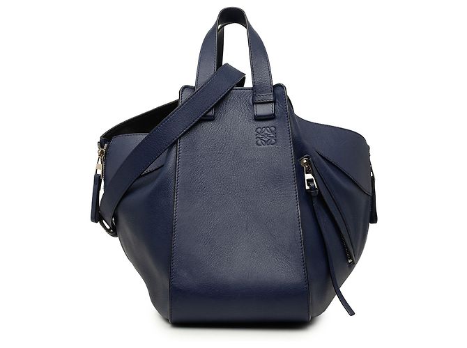 Bolsa Hammock LOEWE Blue Medium em pele de vitelo grão macio Azul Azul marinho