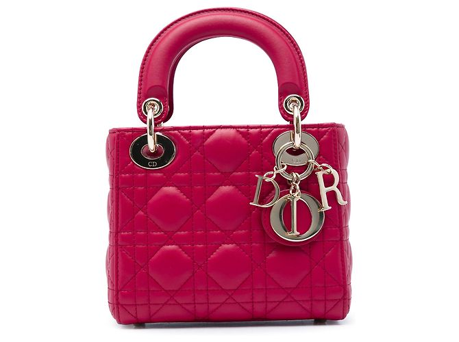 Dior Red Mini Lambskin Cannage Lady Dior Rouge