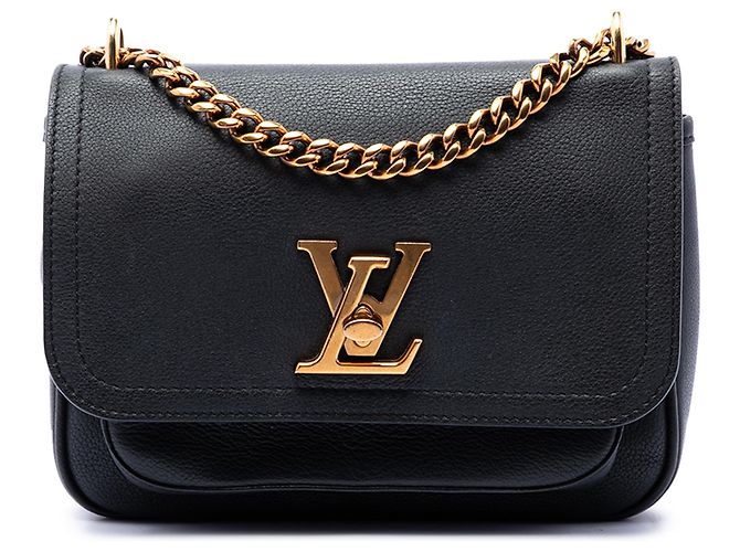 Twist Louis Vuitton Lockme Schultertasche aus schwarzem Kalbsleder