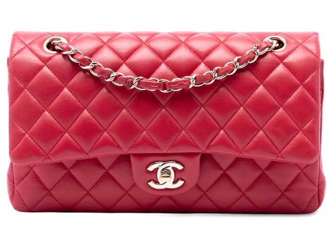 Chanel Red Medium Classic Lambskin Double Flap Rot