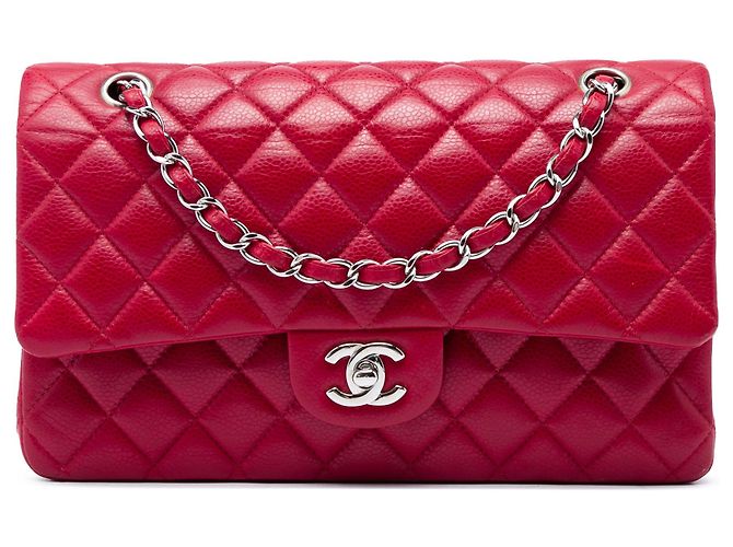 Chanel Red Medium Classic Caviar Double Flap Rosso