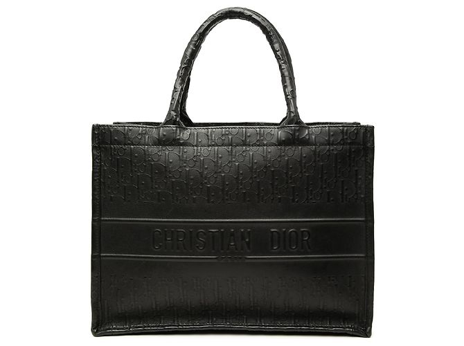 Borsa Book Tote Dior in pelle goffrata Oblique nera, dimensione Medium Nero