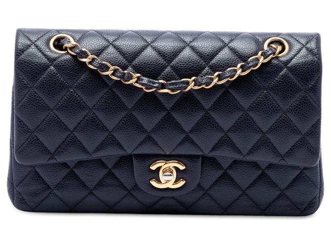 Chanel Blue Medium Classic Caviar Double Flap Bleu Bleu Marine