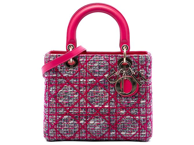 Dior Pink Medium Tweed Macrocannage Lady Dior Rosa