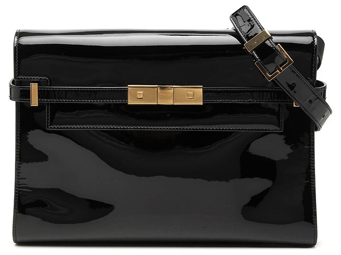 Borsa a tracolla Manhattan Medium in vernice nera Saint Laurent Nero