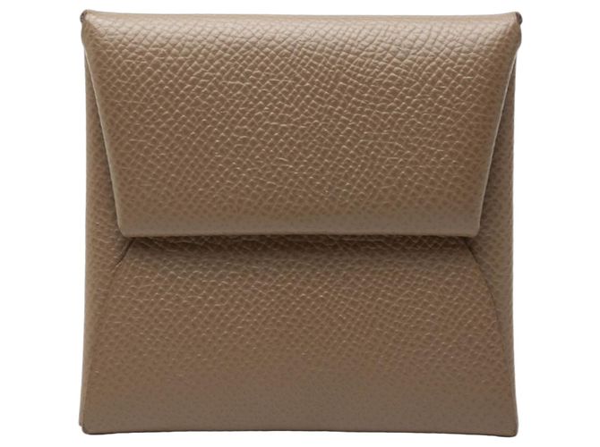 Porte-monnaie Hermès Bastia en cuir Epsom marron Taupe