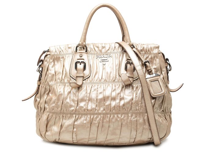 Bolsa Satchel Prada em Nappa Gaufre Dourado
