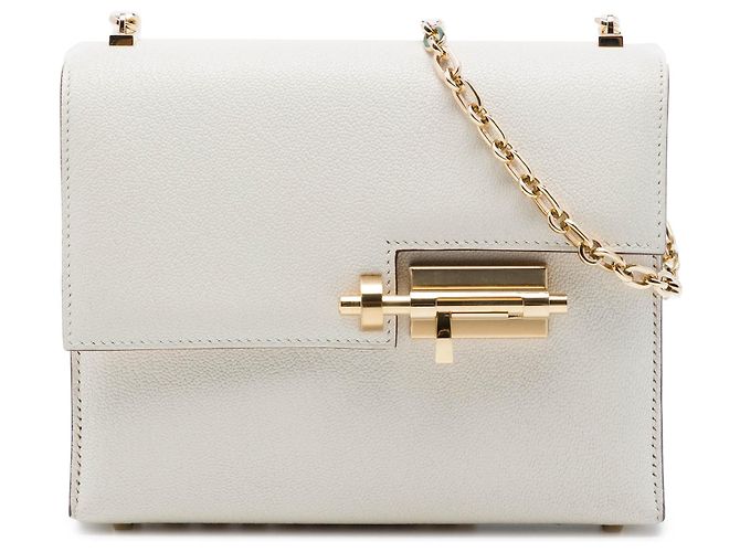 Hermès White Mini Chevre Mysore Verrou Chaine Branco Fora de branco