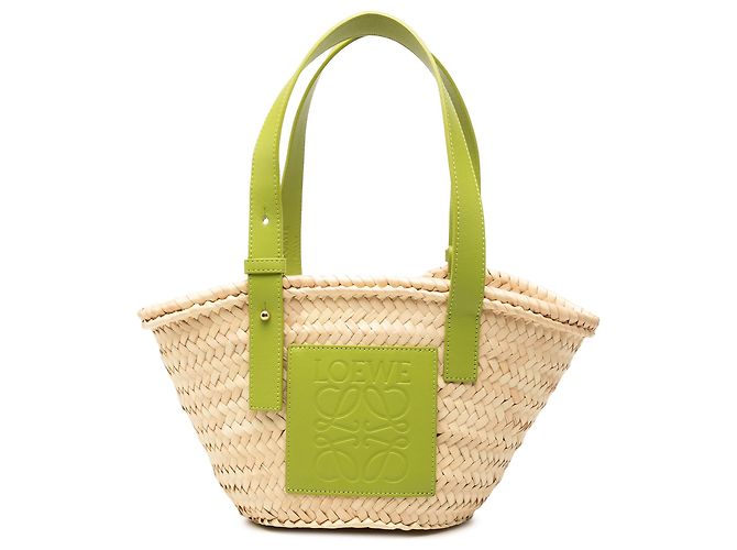 LOEWE Beige Small Raffia Anagram Basket Bag
