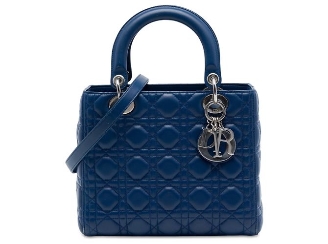 Dior Blue Medium Lambskin Cannage Lady Dior Blau