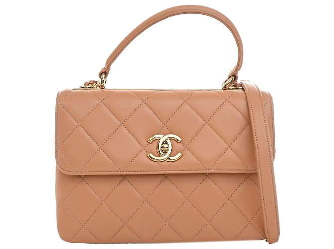 Chanel Beige Small Quilted Lambskin Trendy CC Top Handle Flap