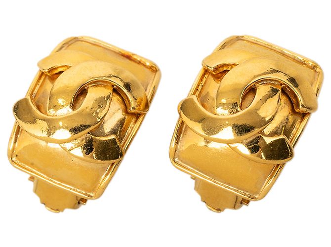 Boucles d'oreilles clips Chanel Gold CC plaquées or Doré