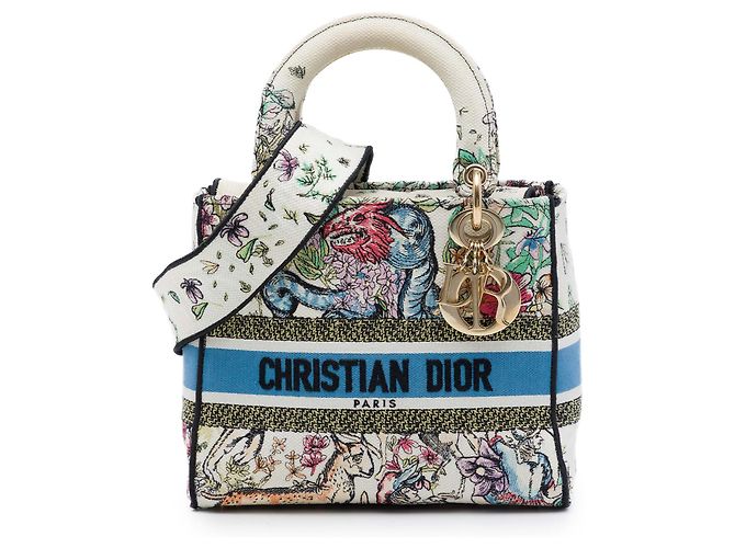 Dior White Medium Embroidered Canvas D Constellation Lady D Lite Blanc