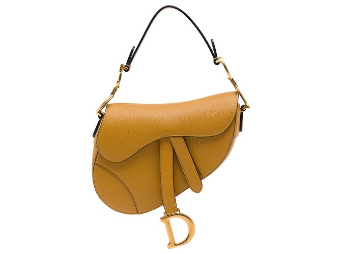 Mini bolso Saddle Dior de piel de becerro granulada marrón Castaño Marrón claro
