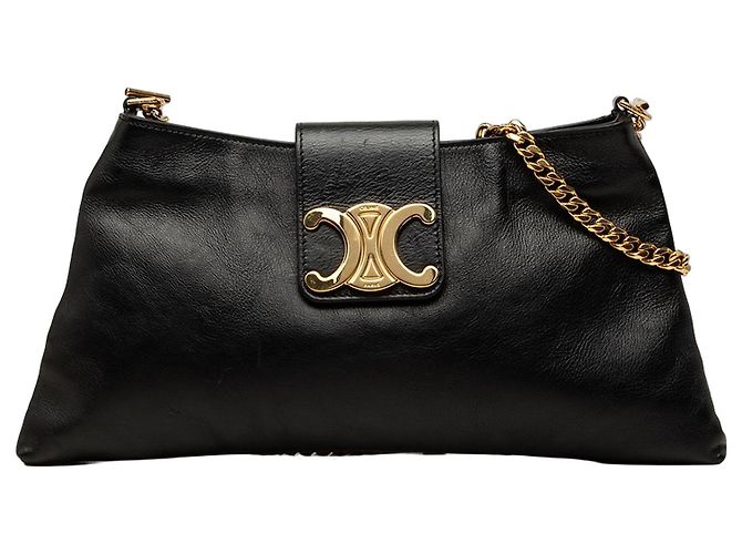 Céline Borsa a tracolla Celine Triomphe Wiltern in pelle di vitello nera Nero