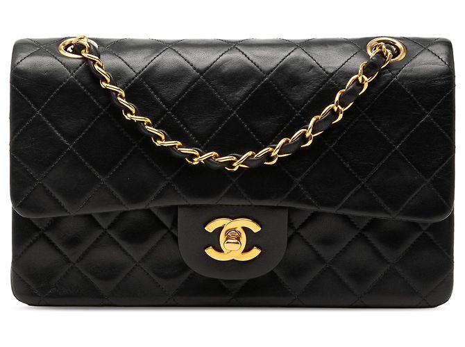 Chanel Black Small Classic Lambskin Double Flap Schwarz