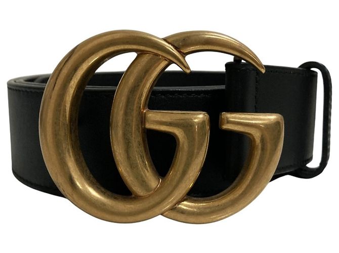GUCCI GG Marmont Ledergürtel Schwarz Golden