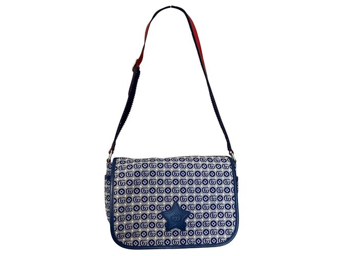 Borsa a tracolla geometrica Double G per bambini Gucci Blu navy