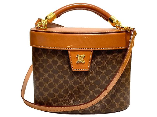 Céline Sac Vanity Celine Leather Macadam Marron