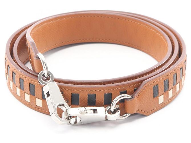 Hermès Hermes Bandoulière Tressage de Cuir Shoulder Strap Marron
