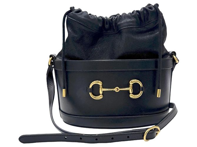 Borsa a secchiello GUCCI Horsebit 1955 Nero