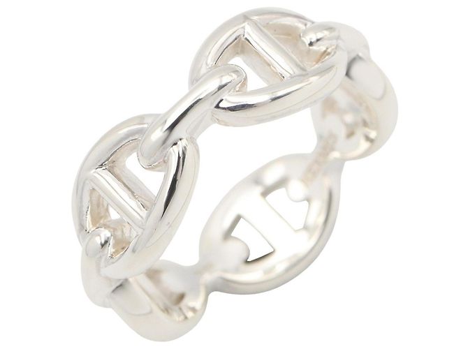 Ring Hermès Anel Faixa Hermes Enchainée PM Prata