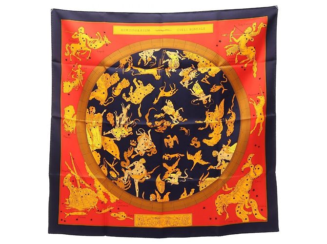 Hermès Lenço Hermes Carre 90 HEMISPHARIUM COELI BOREALE Multicor Azul marinho
