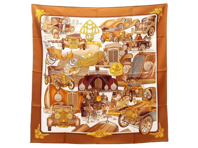 Hermès Pañuelo de seda Hermes Carre 90 Castaño Multicolor
