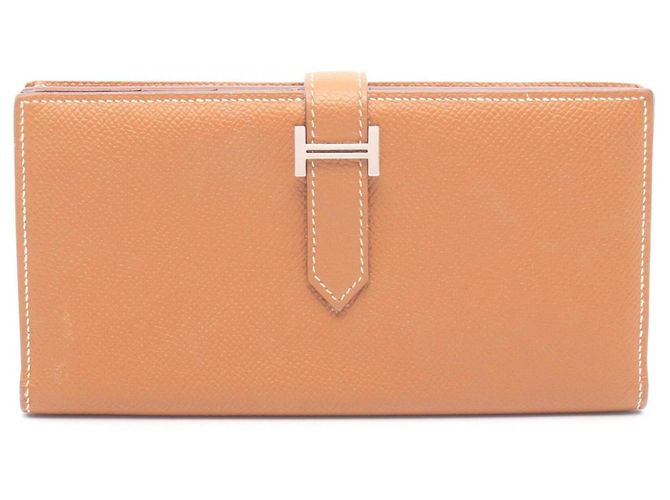 Hermès Hermes Bearn Soufflé Gold Bi-fold Long Wallet Brown