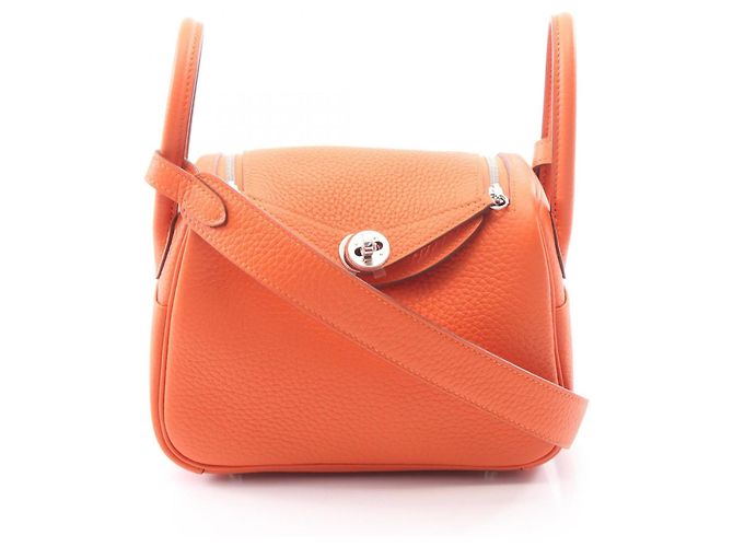 Hermès Bolsa de Ombro Hermes Lindy Mini Tangerine Laranja