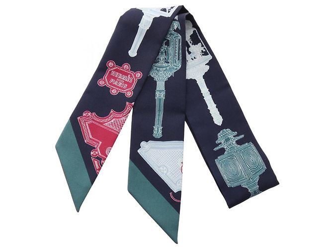 Hermès Twilly Merveilleuses Lanternes Ribbon Scarf Nero Multicolore
