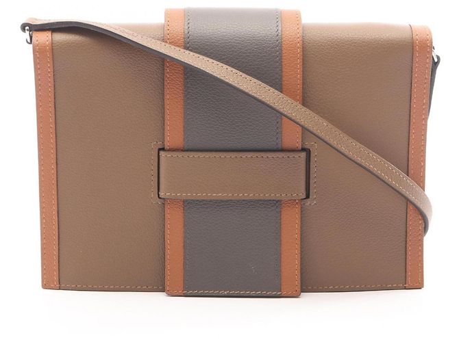 Hermès Bolsa de Ombro Hermes H Passant Marrom Bege Cinza