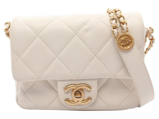 Bolsa de Ombro Mini Flap Chanel Matelassé Branco