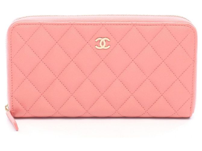 Chanel Matelassé Round Long Wallet Pink